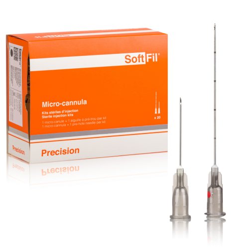 SoftFil Precision Kaniula 22Gx50mm kaniule na tle pudełka.png